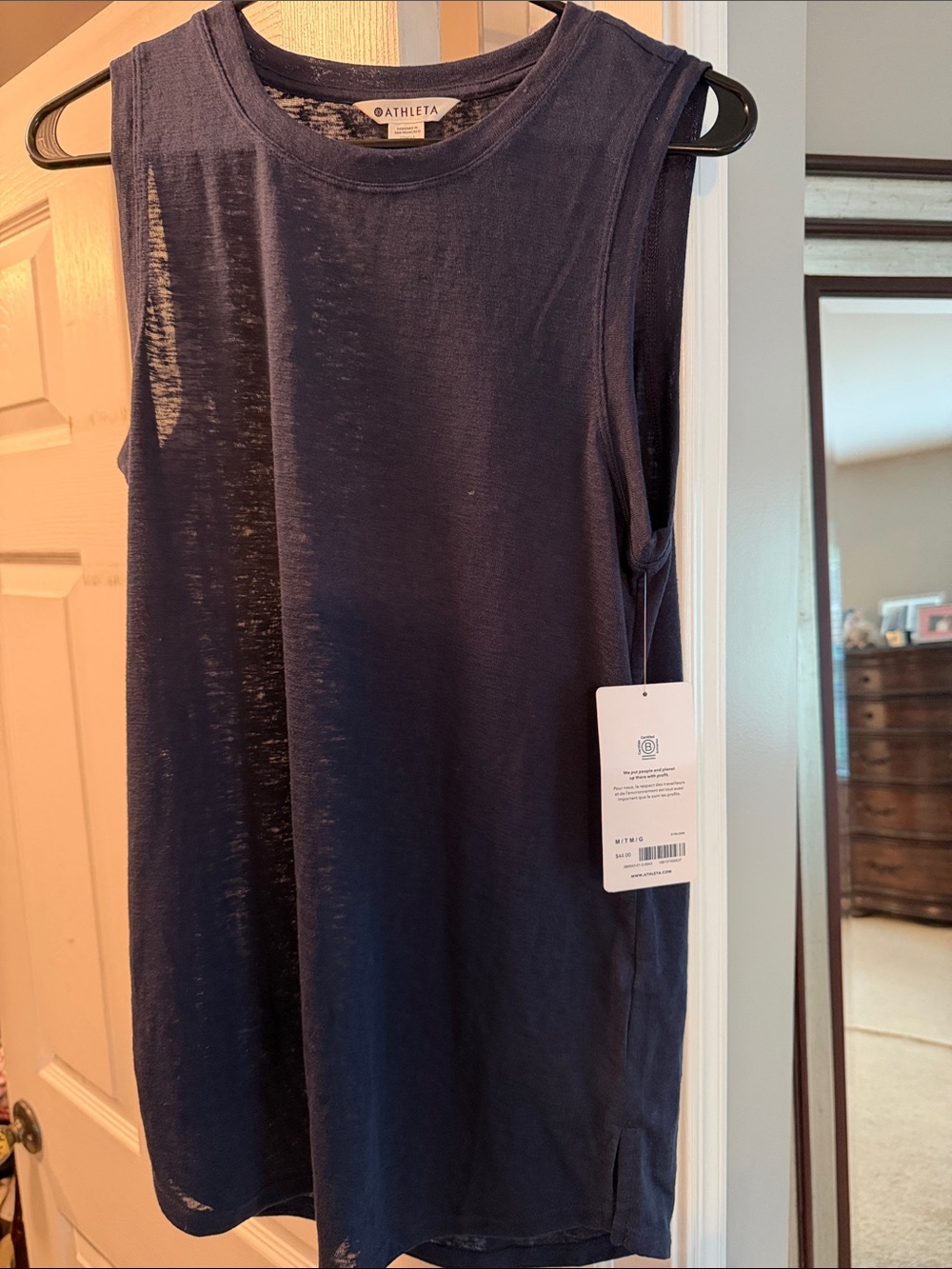 Athleta never tank with tags medium tall navy blue